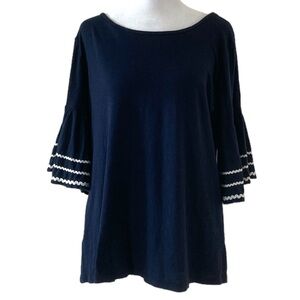 LOFT Outlet medium navy blue top 3/4 bell sleeves